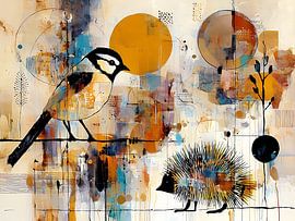 Abstrakter Vogel und Igel von Jan Bechtum
