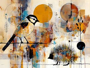 Oiseau et hérisson abstraits