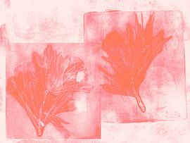 Minimalistische abstrakte Pflanzenkunst in Rosa und Orange. Kiefer von Dina Dankers
