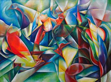 Abstract fantasy with colorful birds by David Morales Izquierdo