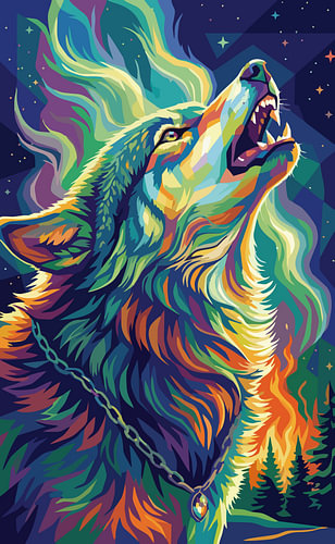 Wolf WPAP Pop-Art-Illustration – Metallposter