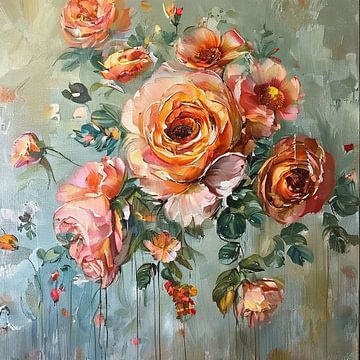 The Gilded Radiance of the Petal's Descent by Artistic