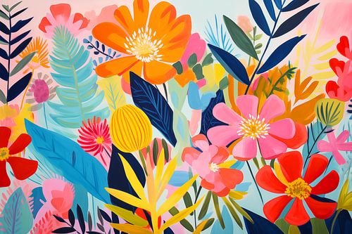 Vintage Bloemen, kleurig en abstract