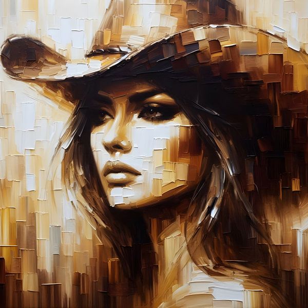 woman with cowboy hat by FoXo Art