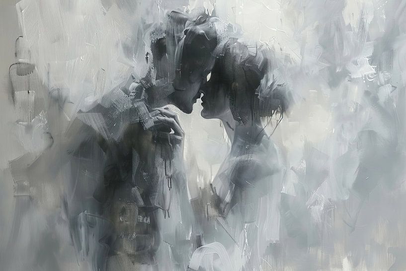 Intimate Grayscale Moment van Blikvanger Schilderijen