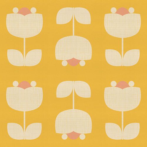 Motif vintage avec tulipes en jaune chaud