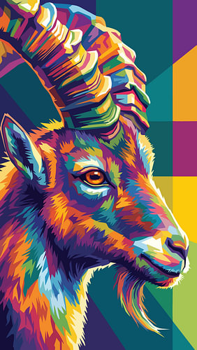 Goat WPAP Pop Art Illustration Metal Poster