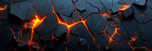 Glowing lava in cracks