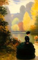 A scene by a lake in old England