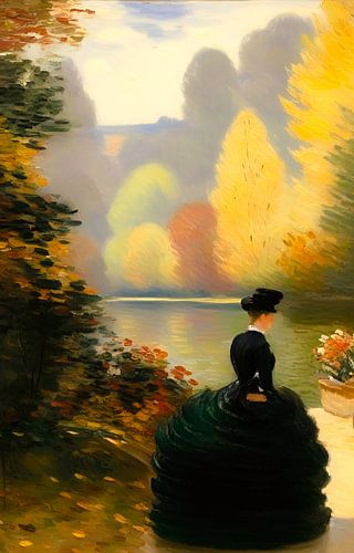 Een scène bij een meer in het oude Engeland