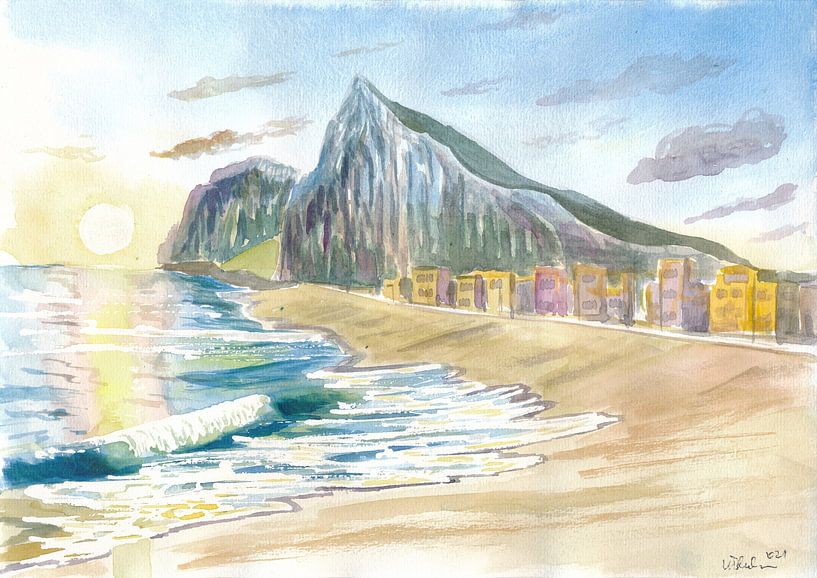 Gibraltar strand met rotsen en Engelse zeegezicht vibes van Markus Bleichner