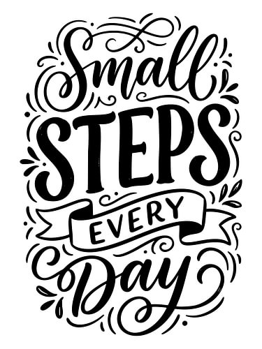 Petits pas quotidiens : lettrage manuscrit motivant, typographie, design graphique