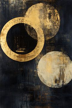 Abstracte gouden cirkels op zwart van Art & Soul Creations