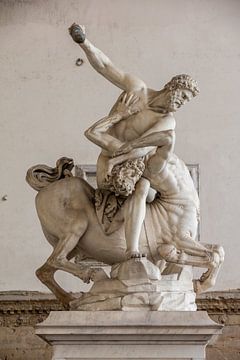 Standbeeld van Hercules die de centaur dood, in centrum van Florence, Italie