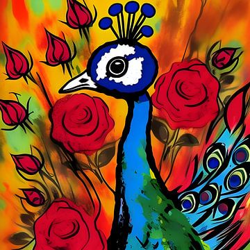 Peacock Palette of Passionate Roses by The Art Kroep