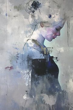 Vrouwenportret | Whispered Blues van Abstract Schilderij