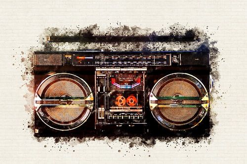 Ghetto Blaster macht einen Spritzer - Vintage Kassettenspieler