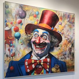 Clown Portrait Painting Exhibition expressive abstract whimsical by gm_designs