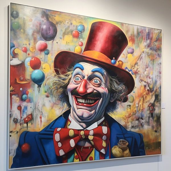 Clown Portret Schilderij Tentoonstelling expressief abstract grillig van gm_designs