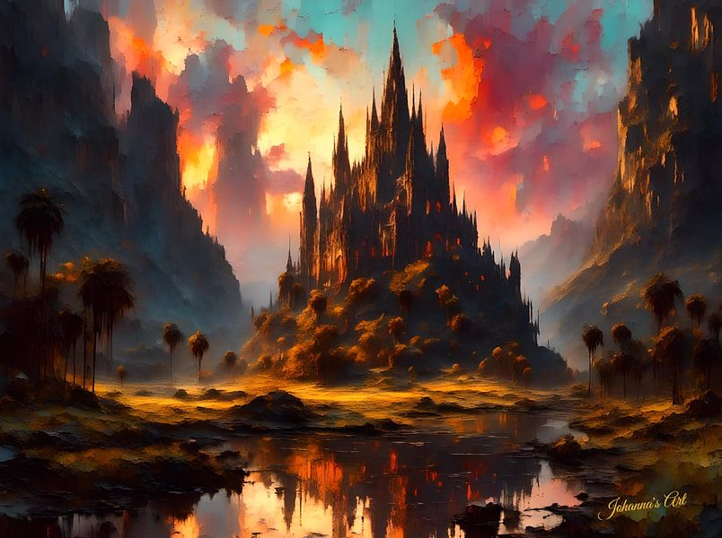Sanctuaire de Las Lajas, Nariño, Colombie au coucher du soleil par Johannas Art Creations