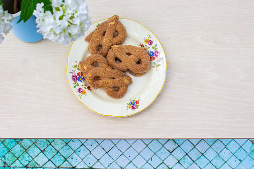 Traditional Dutch biscuits on a shotle