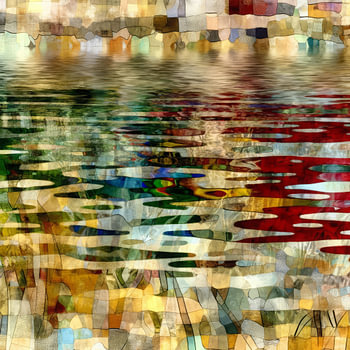 Gelaagde weerspiegeling in water