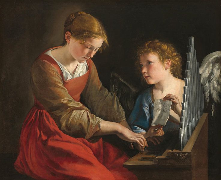 Die heilige Cäcilia und ein Engel, Orazio Gentileschi, Giovanni Lanfranco von Meisterhafte Meister
