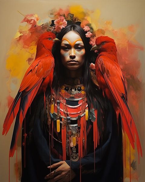 Digital art portrait "Native American" by Carla Van Iersel