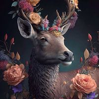 deer with flowers
