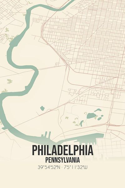 Carte ancienne de Philadelphie (Pennsylvanie), Etats-Unis. par Affiches de lieux