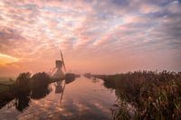 Oranje zonsopkomst in de Alblasserwaard