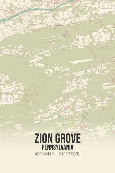 Alte Karte von Zion Grove (Pennsylvania), USA. von Ortsdrucke