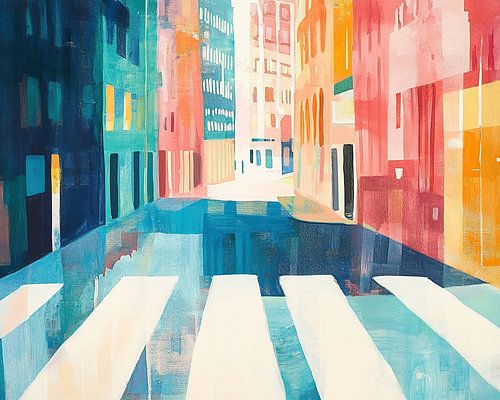 Colourful Buildings in Summer by Eye catching paintings