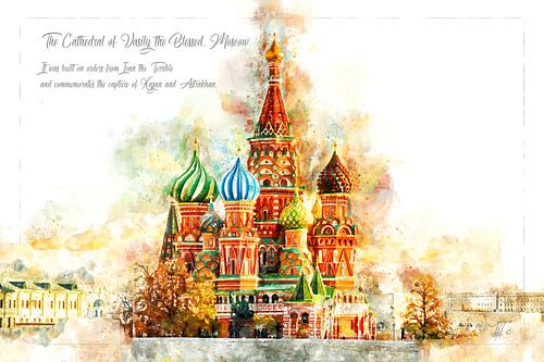St. Basil's Cathedral, Watercolour, Moscow