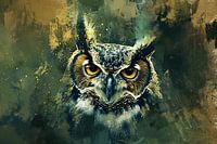 Mysteriöses Eulenporträt in rustikalen Farben