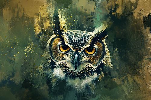 Portrait mystérieux d'un hibou dans des couleurs rustiques
