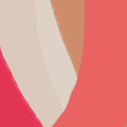 Colorful abstract in pink, red, ochre by Dina Dankers
