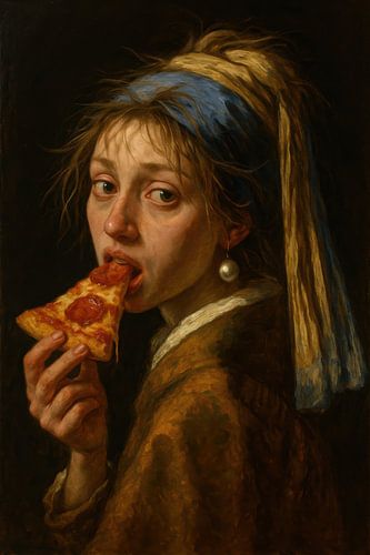 Meisje met parel en pizza