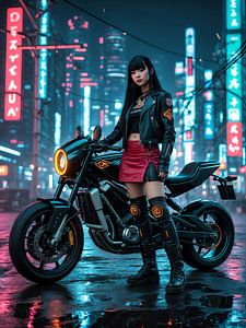 Cyberpunk in der nächtlichen Stadt