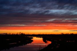 Coucher de soleil printanier sur le Reevediep près de Kampen sur Sjoerd van der Wal Photographie