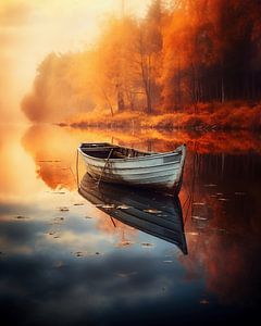 Boot im Herbst auf dem See