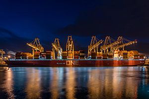 Es ist eine große EINS! Die ONE Stork ist ein gigantisches Containerschiff von Ocean Network Express