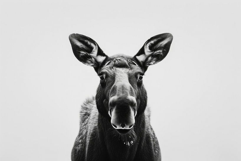 Imposing elk - black and white photography for wildlife lovers by Poster Art Shop