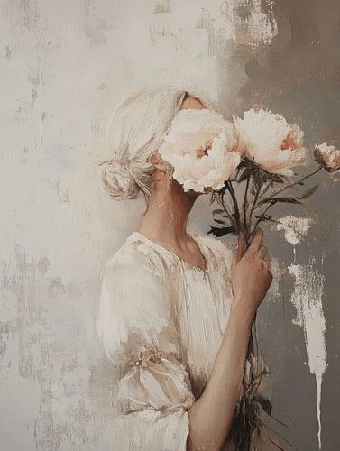 Portret met een romantische uitstraling in wit van Carla Van Iersel