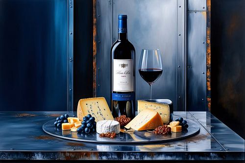 Luxe kaasplank met rode wijn