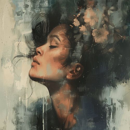 Modern en abstract portret in aardetinten