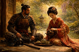 Rustig moment op de veranda – Japanse kunstcollectie