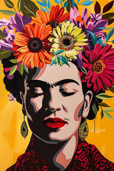 Frida - Colourful portrait by Poster Art Shop