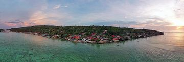 Aerial panorama of the islet of Nusa Cernigan off the coast of Bali in Indonesia by Eye on You