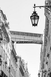Lisbon in lines and light – the Santa Justa Lift in black and white